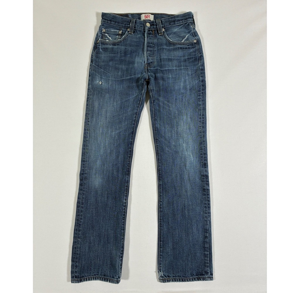 Levis 501 Original Straight Leg Jeans Medium Wash Blue Denim W29 L32 Button Fly